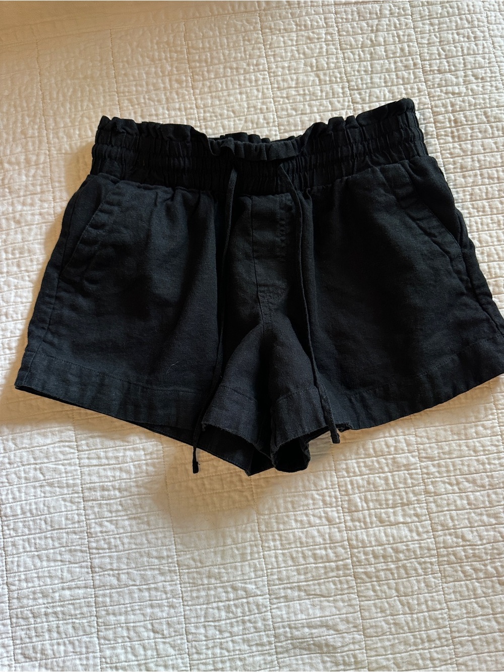 A New Day Medium Shorts Black Linen Blend Drawstring waist